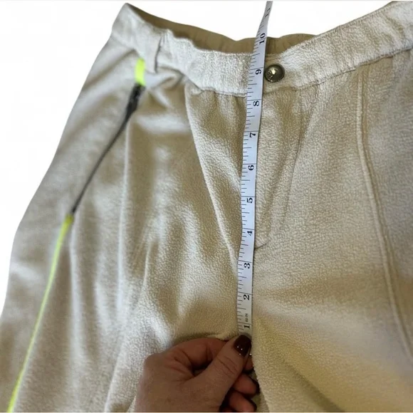 Free People Movement Arena Fleece Jogger Pants Size Small Cream Neon Ankle Zip - Picture 7 of 8